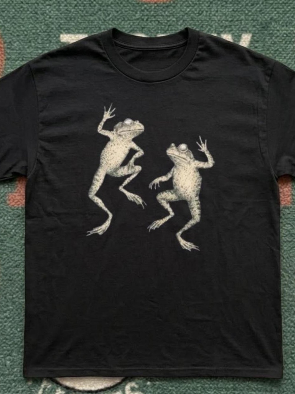 Gildan Black T-Shirt with Cream Frog Duo Graphic